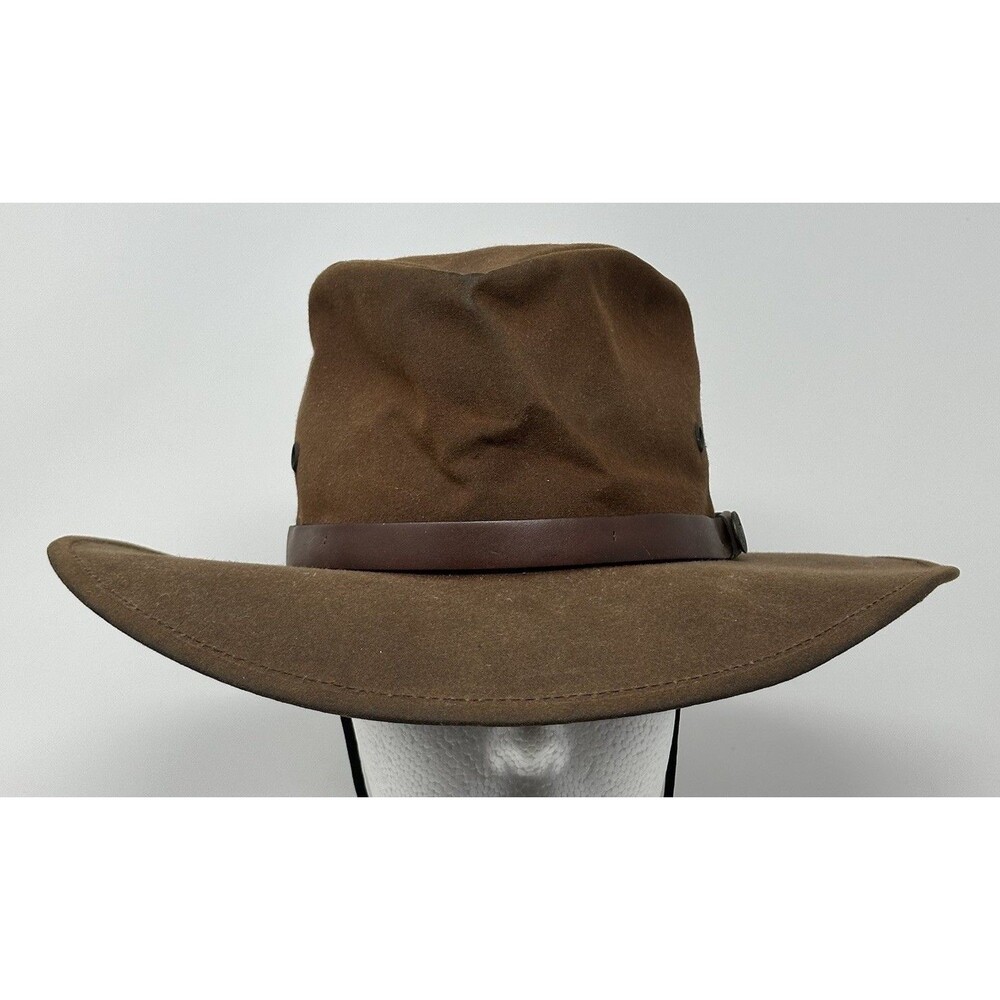 Outback Trading Company Kodiak Oilskin Hat Small Brown Strap USA Western